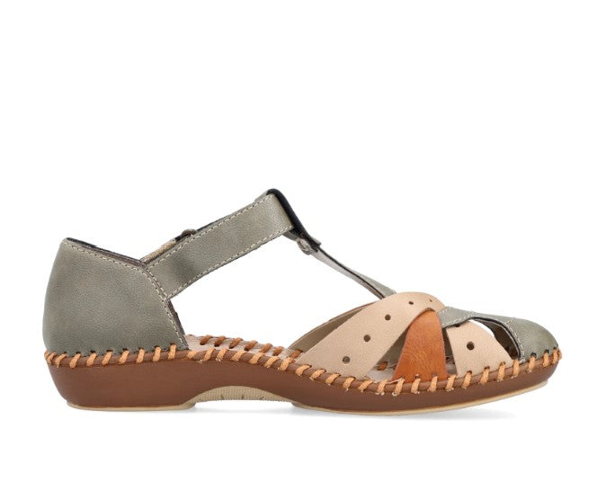 Womens Rieker M1655-54 Hook and Loop Sandals Green