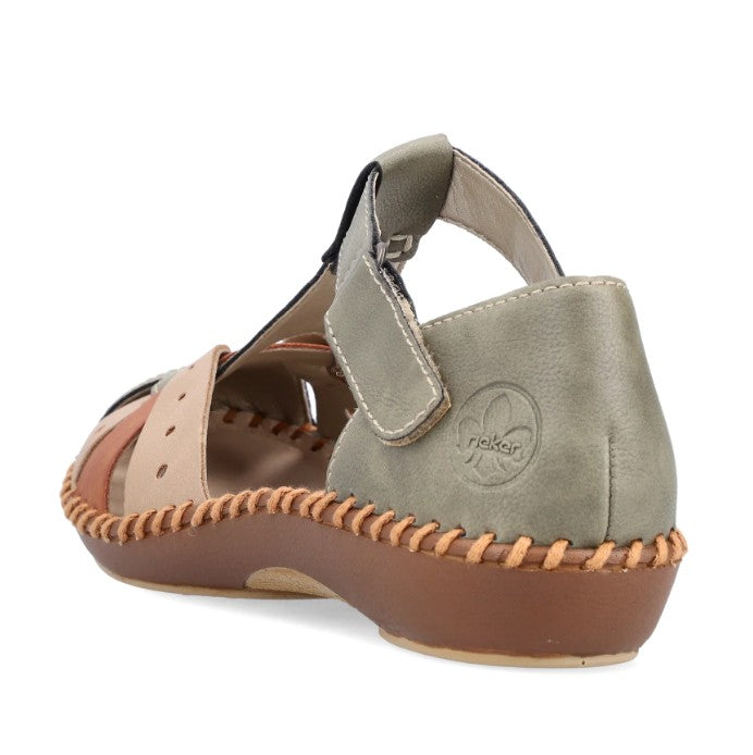 Womens Rieker M1655-54 Hook and Loop Sandals Green