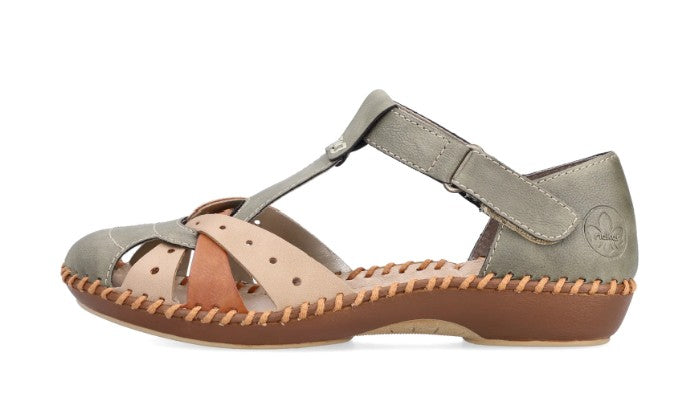 Womens Rieker M1655-54 Hook and Loop Sandals Green