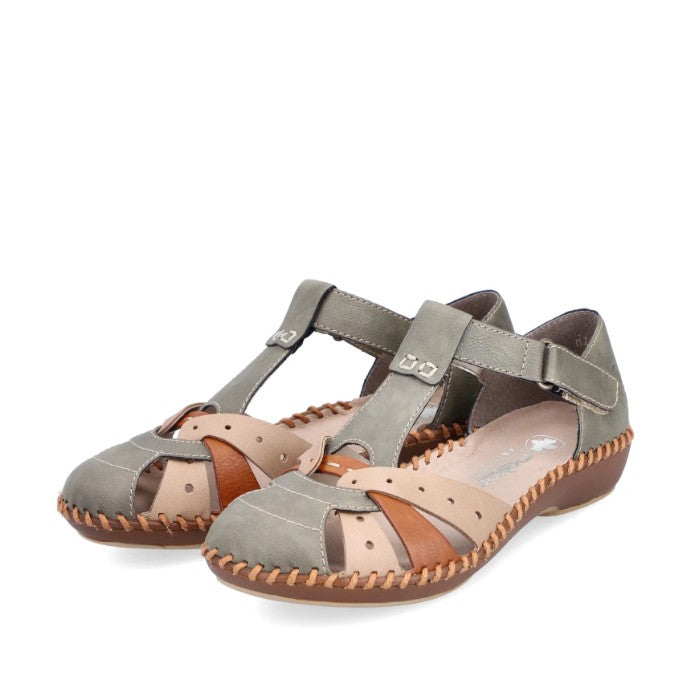 Womens Rieker M1655-54 Hook and Loop Sandals Green