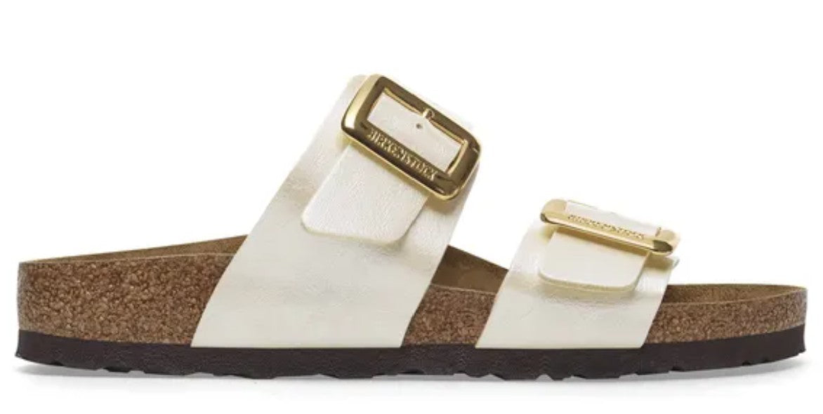 Birkenstock Sydney Cushion Buckle Sandals Graceful Pearl White Regular Fit
