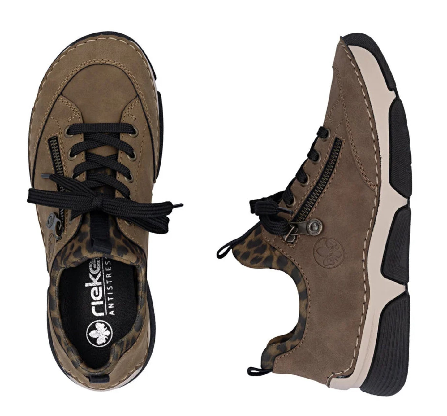 Womens Rieker Elasticated Trainer Style Shoes Brown