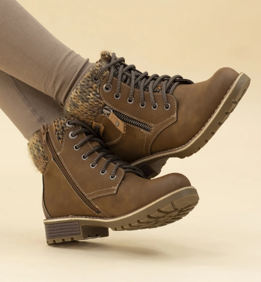 Womens Lunar Millie Faux Leather Ankle Boots Tan