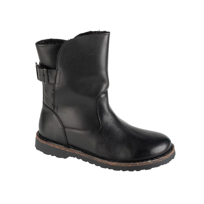 Birkenstock Uppsala Shearling Natural Leather Womens Boots Black Regular Fit