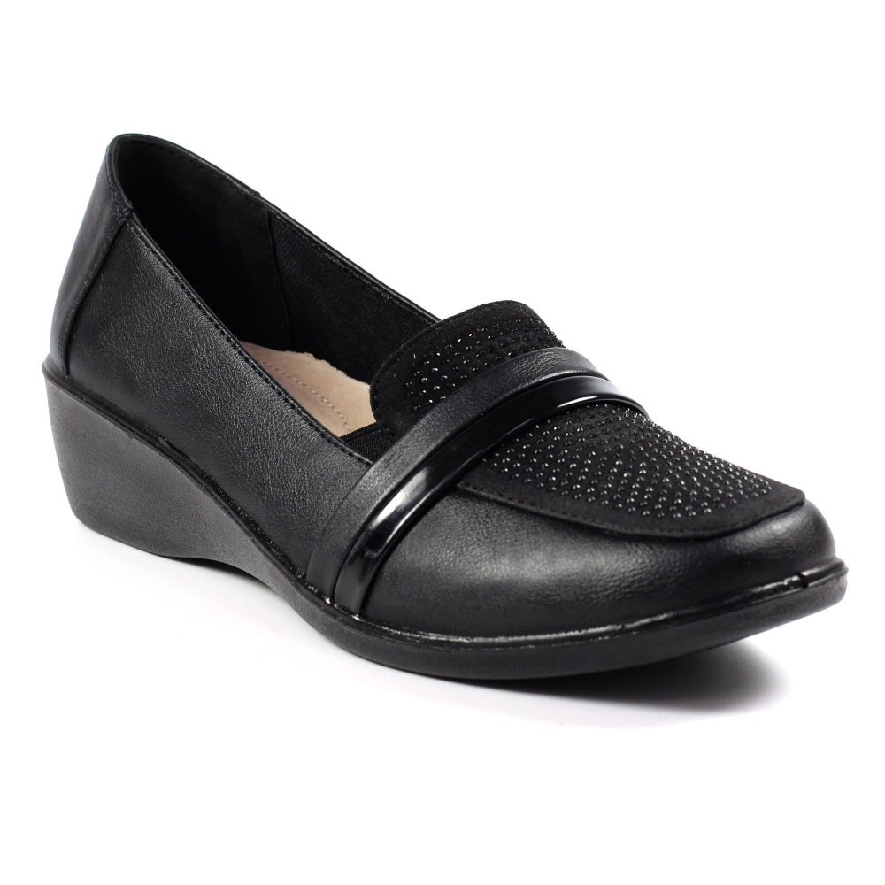 Womens Lunar Comfort Wedge Shoes Black brookfield comfort