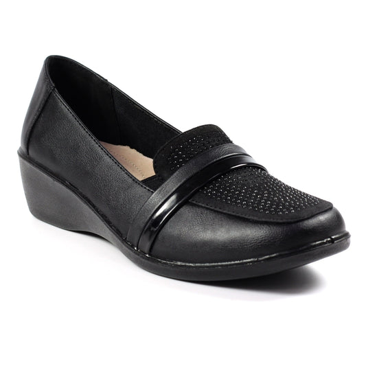 Womens Lunar Comfort Wedge Shoes Black brookfield comfort