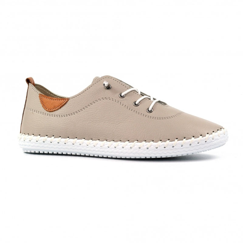 Womens Lunar St Ives Leather Casual Trainer Stone