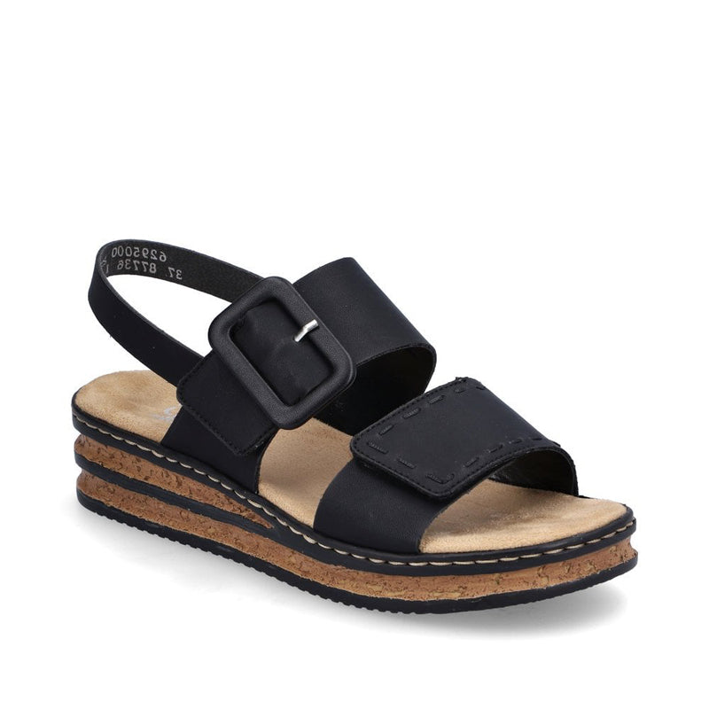 Womens Rieker Bur-Fastener Sandals Black
