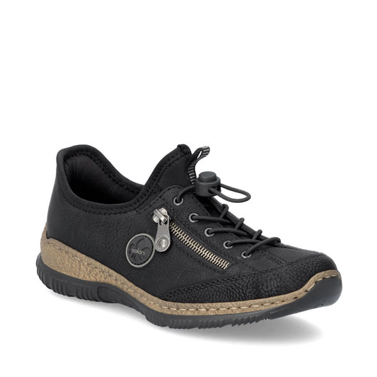 Womens Rieker Elasticated Slip On Shoes Black brookfield comfort