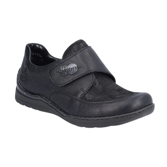 Womens Rieker Extra Wide Touch Fastening Shoes Black brookfield comfort