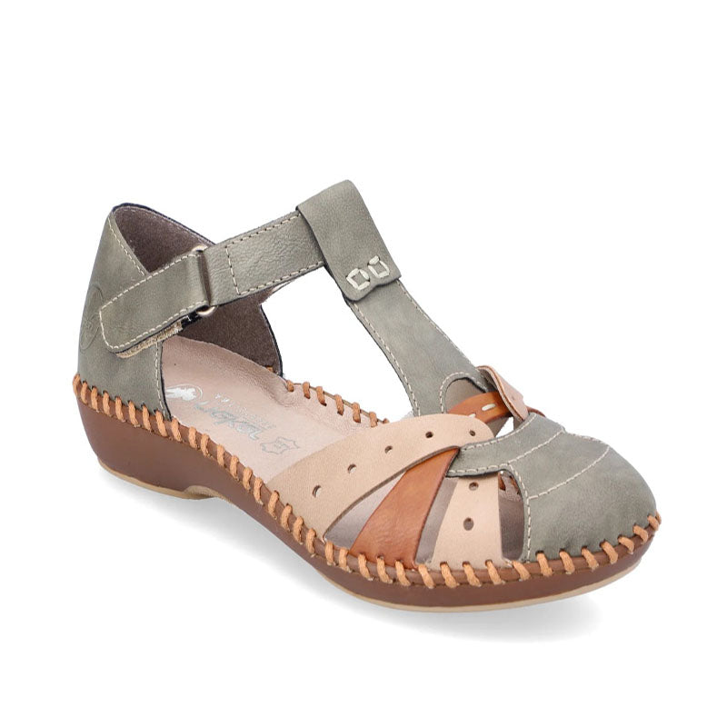 Womens Rieker M1655-54 Hook and Loop Sandals Green