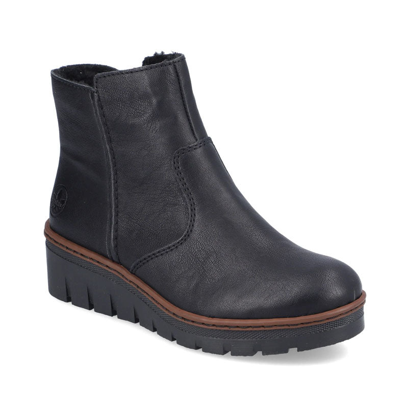 Womens Rieker Zip Wedge Boots Black brookfield comfort