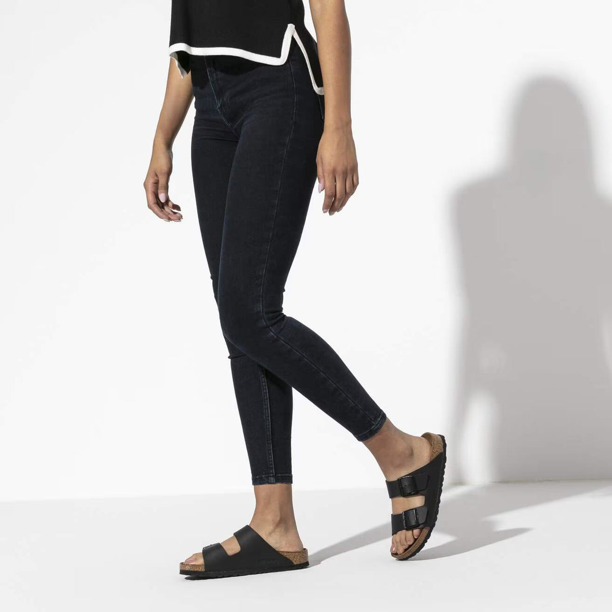 Birkenstock Arizona Two-Strap Birko-Flor Sandals Black Regular Fit – look view