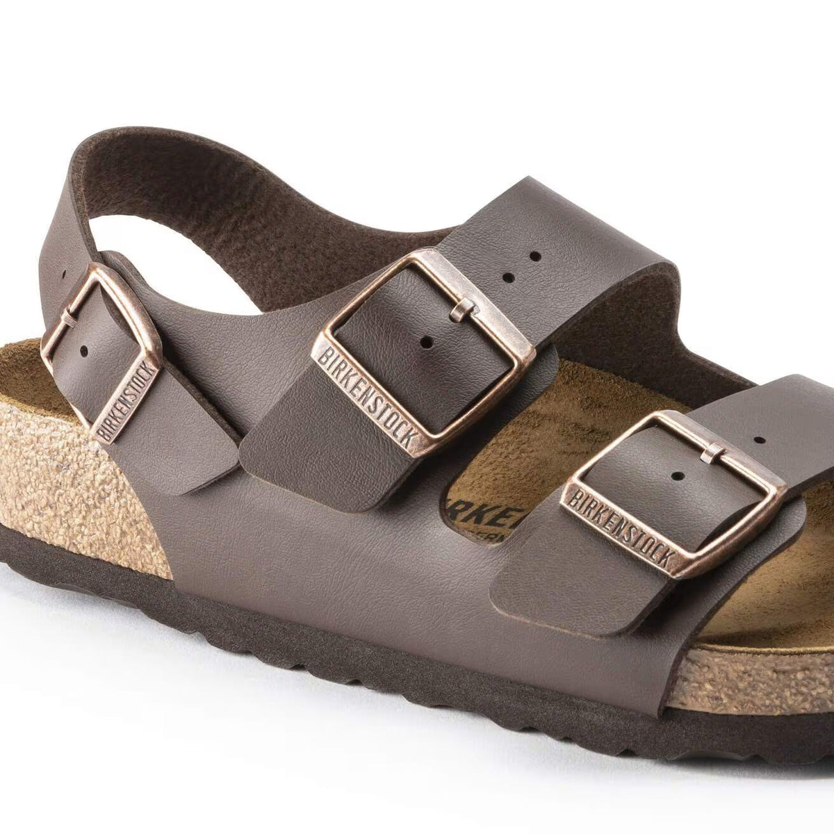 Birkenstock Milano Birko-Flor Sandals Dark Brown Regular Fit – detail view