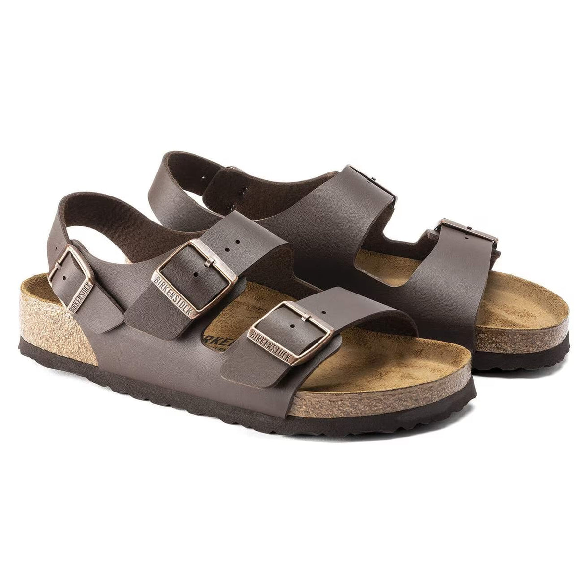 Birkenstock Milano Birko-Flor Sandals Dark Brown Regular Fit – pair view