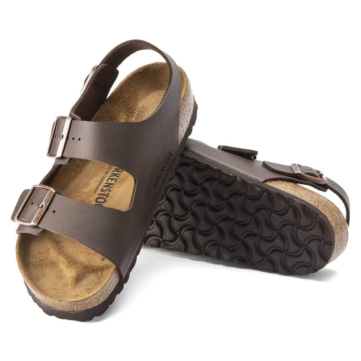Birkenstock Milano Birko-Flor Sandals Dark Brown Regular Fit – sole view