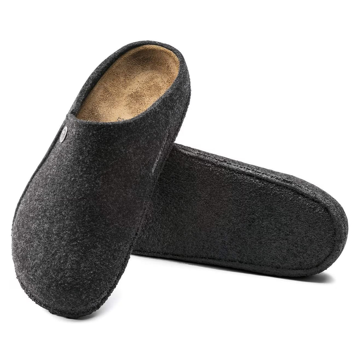 Birkenstock Zermatt Cork Latex Footbed Slippers Dark Anthracite Grey Regular Fit – sole view