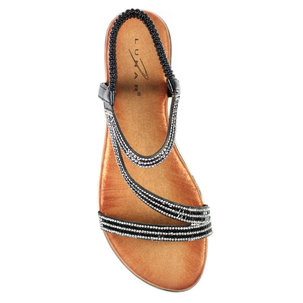 Womens Lunar Blaise Open Toe Strap Sandals Black