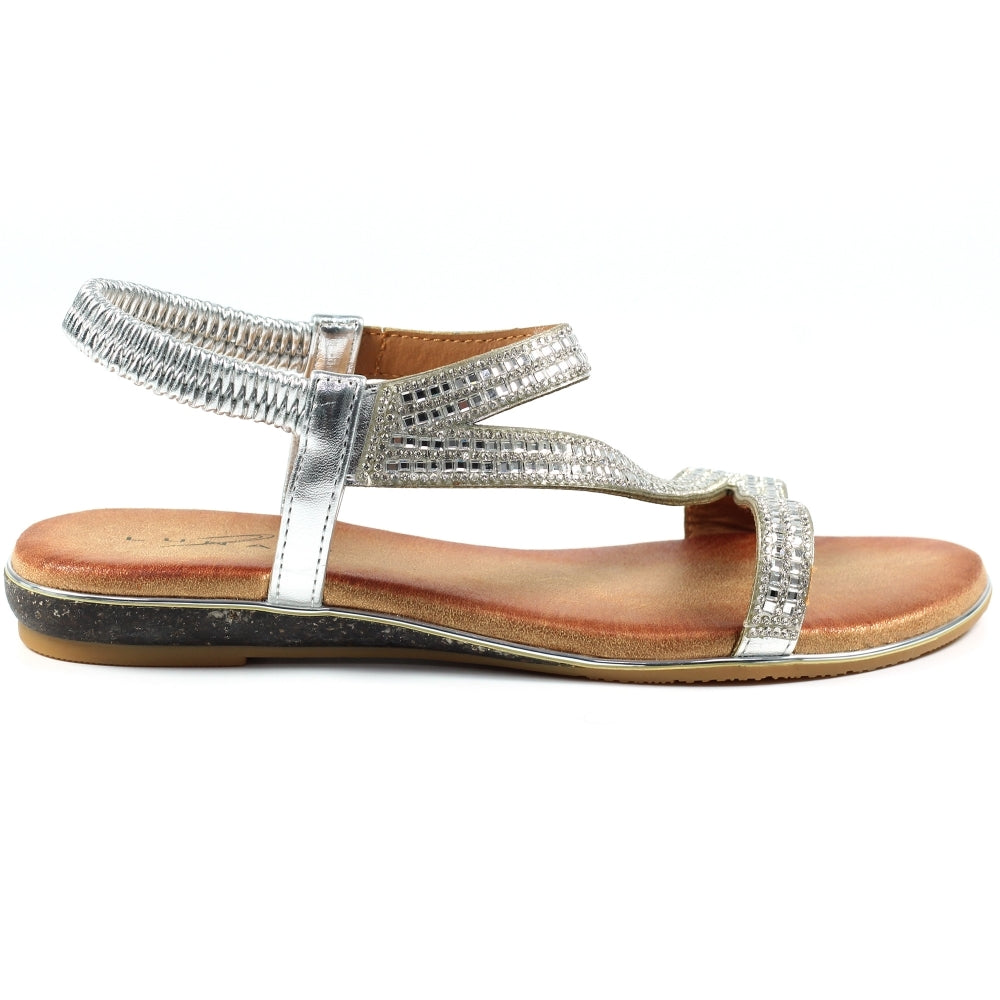 Womens Lunar Blaise Open Toe Strap Sandals Silver