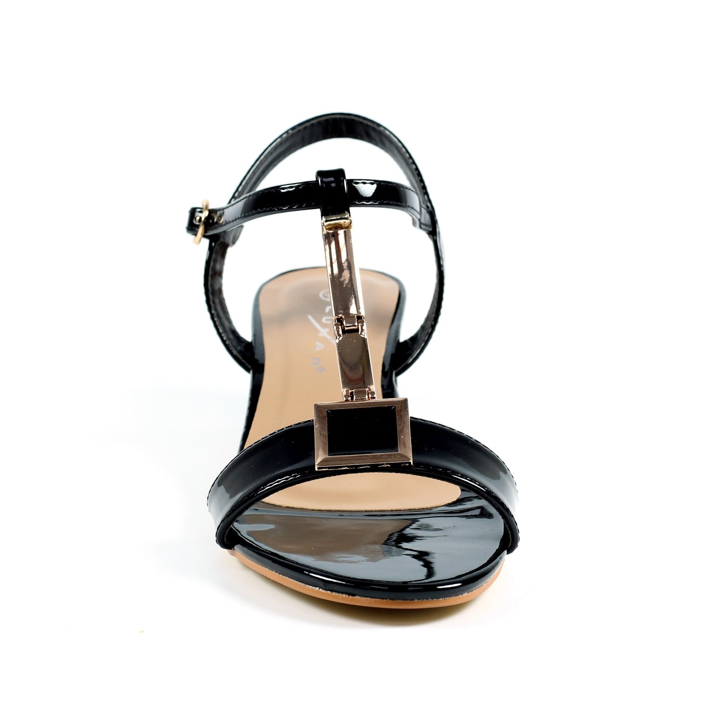 Lunar Womens Blaze Sandal Patent Heel T-Bar Black