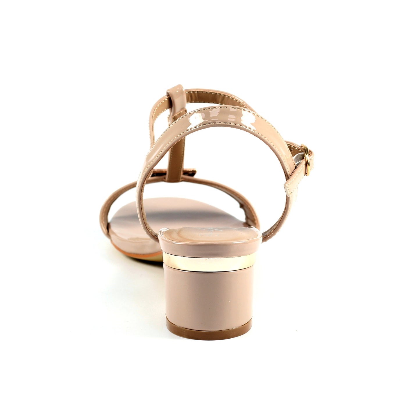 Lunar Womens Blaze Sandal Patent Heel T-Bar Nude