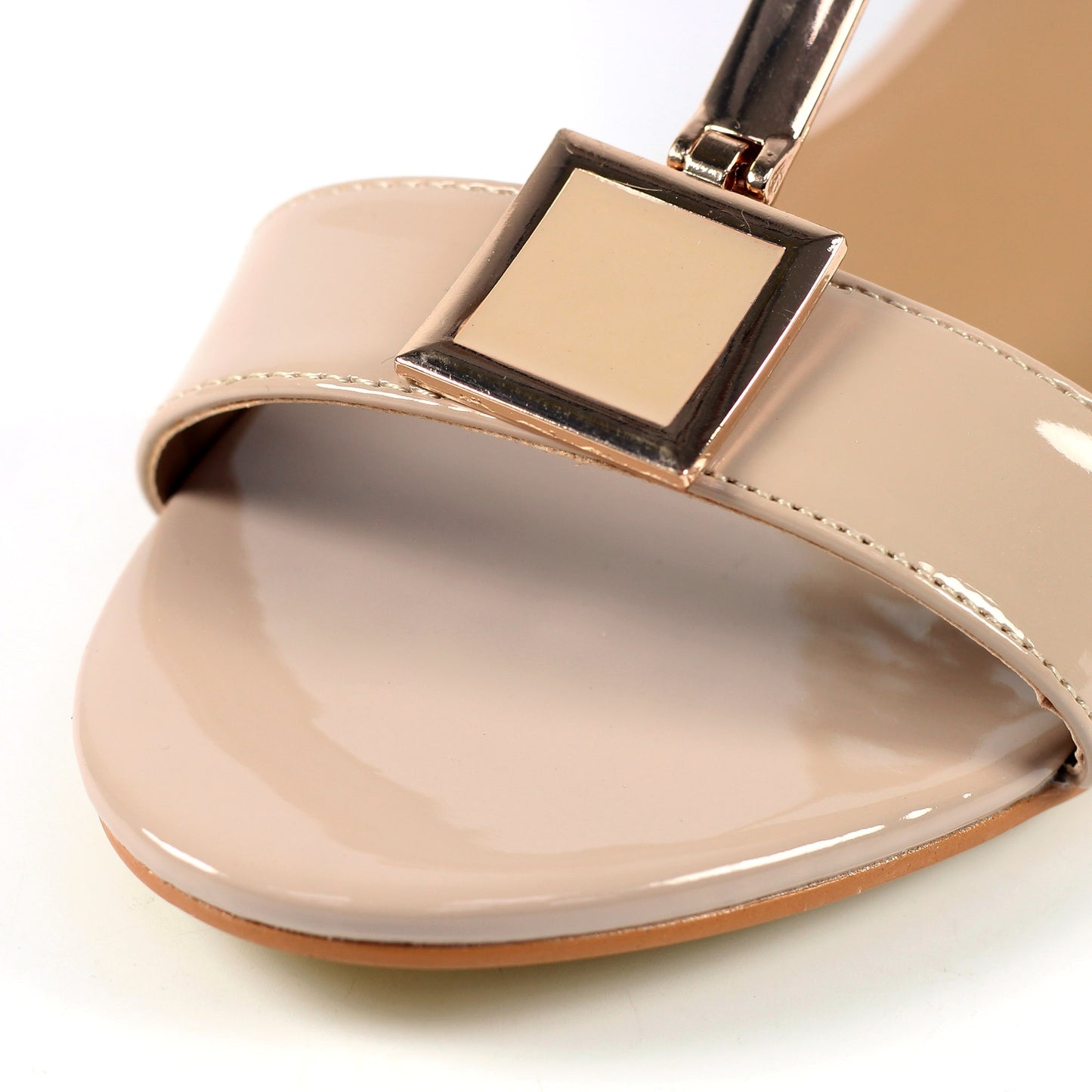 Lunar Womens Blaze Sandal Patent Heel T-Bar Nude