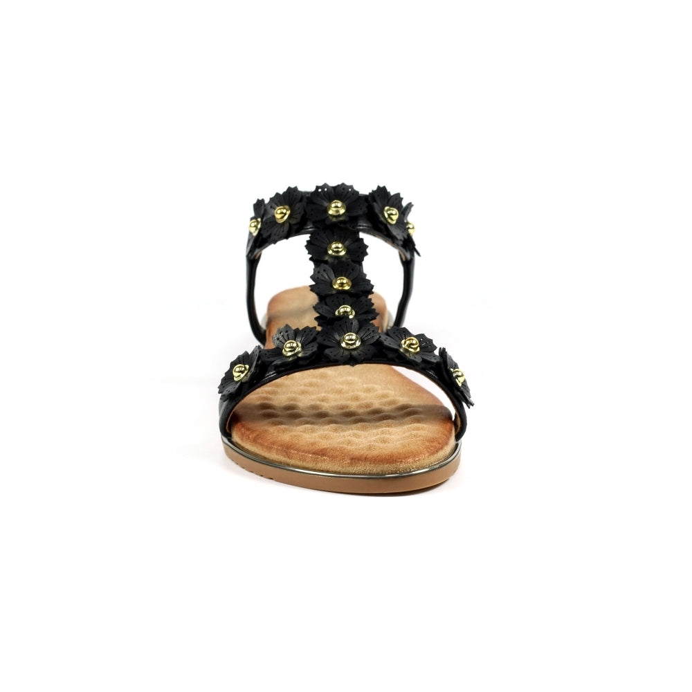 Womens Lunar Bronwyn Floral T-bar Sandals Black