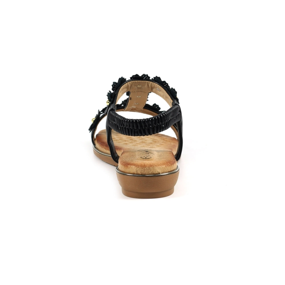 Womens Lunar Bronwyn Floral T-bar Sandals Black