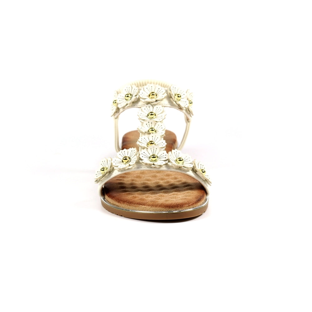 Womens Lunar BRONWYN Floral T-bar Sandals White