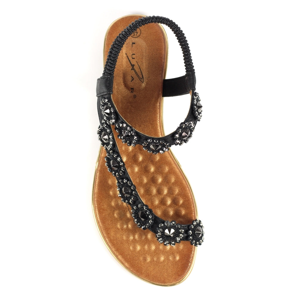 Womens Lunar Charlotte II Soft Footbed Toe Post Womens Sandals Black