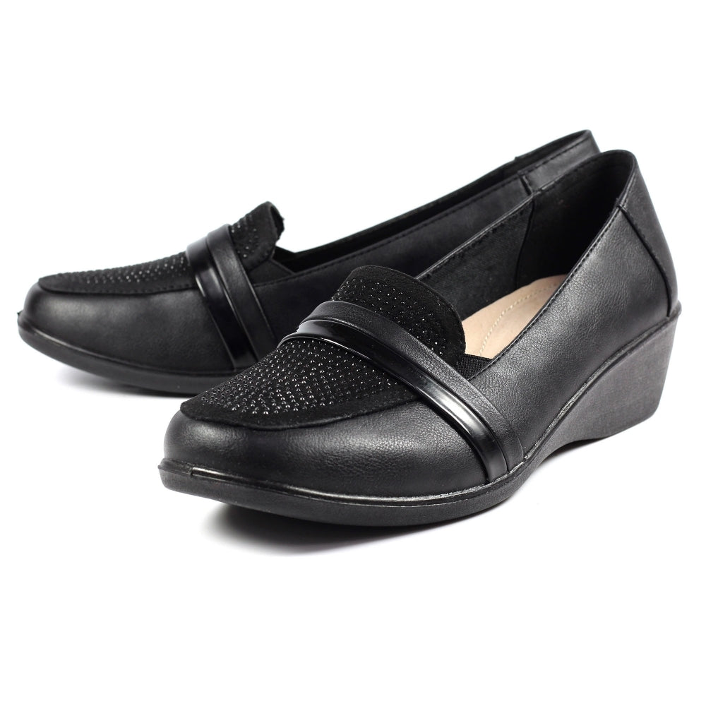 Womens Lunar Comfort Wedge Shoes Black