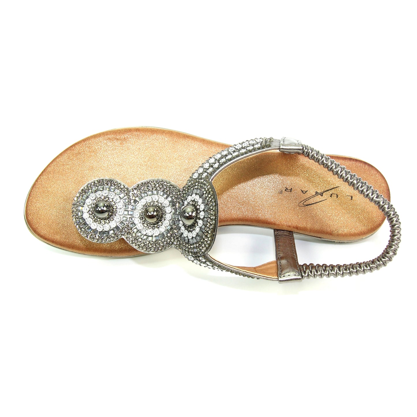 Womens Lunar Silvia Toe Post Gem Sandals Pewter
