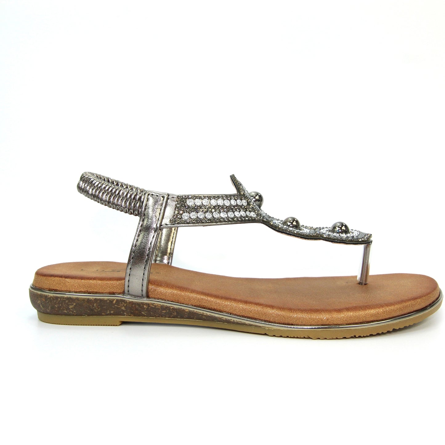 Womens Lunar Silvia Toe Post Gem Sandals Pewter