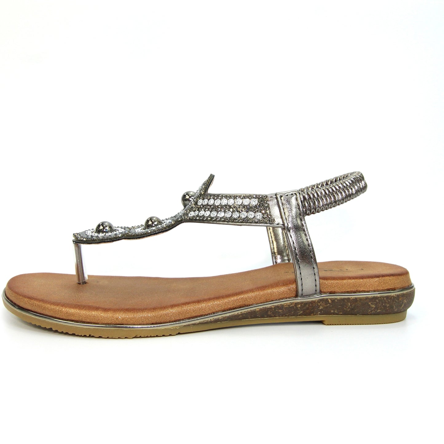 Womens Lunar Silvia Toe Post Gem Sandals Pewter