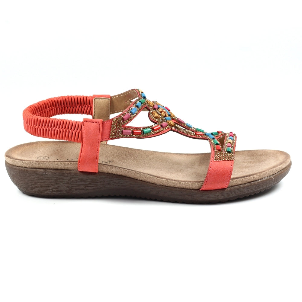 Womens Lunar Mariella Open Toe Sandals Orange