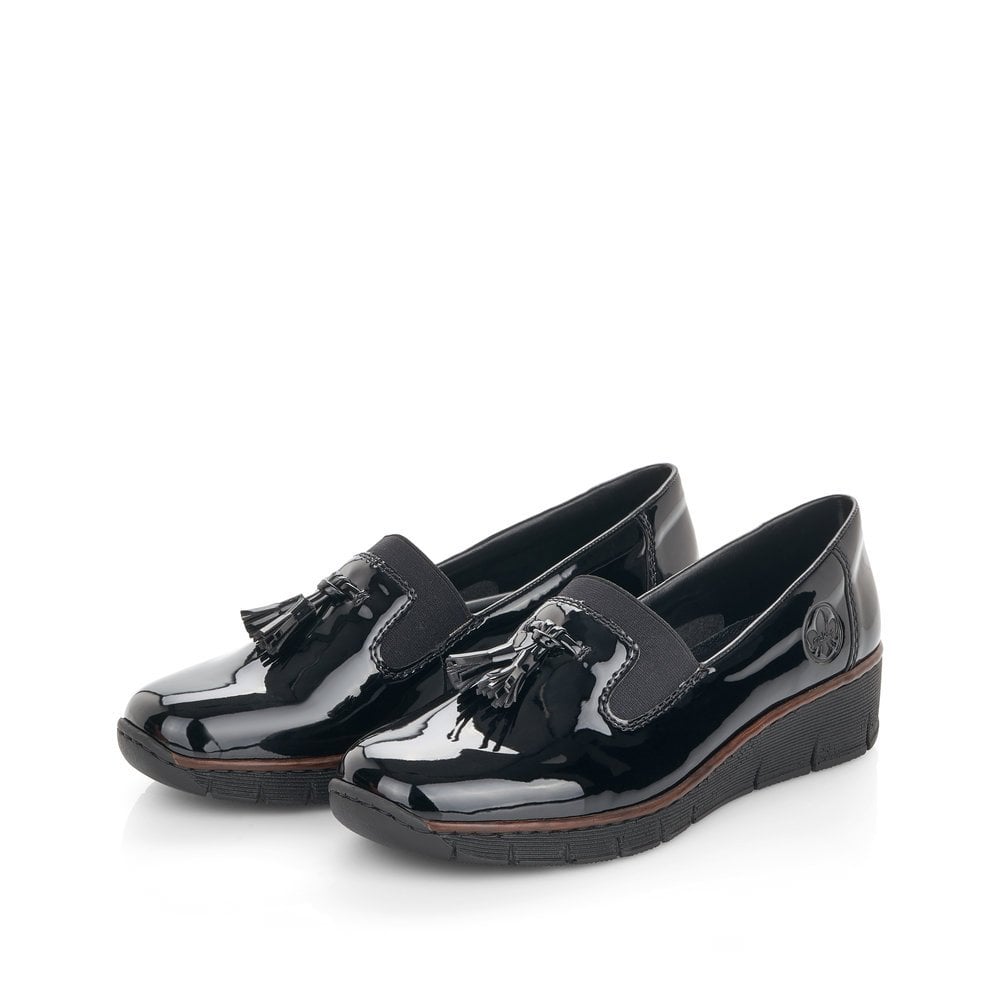 Womens Rieker Patent Shoes Black