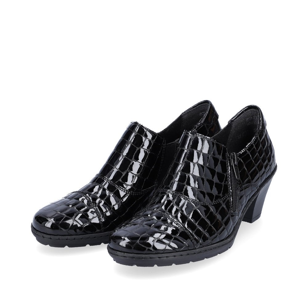 Womens Rieker Zipper Ankle Boots Patent Black