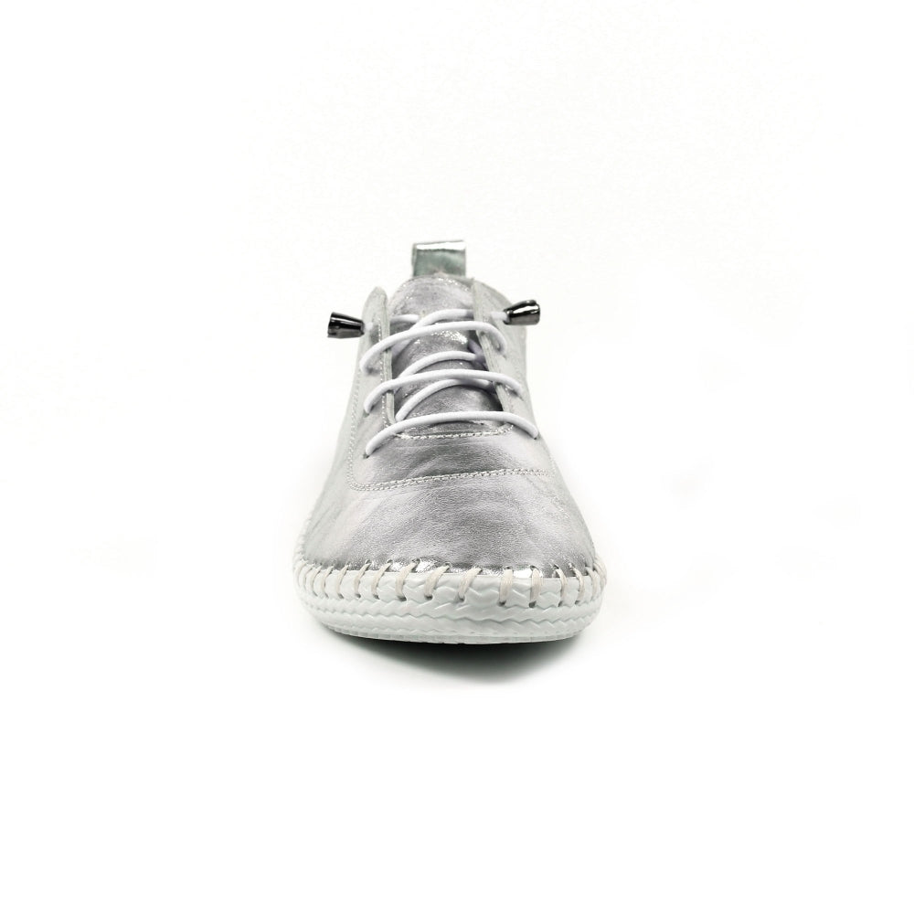 Womens Lunar St Ives Leather Casual Trainer Silver
