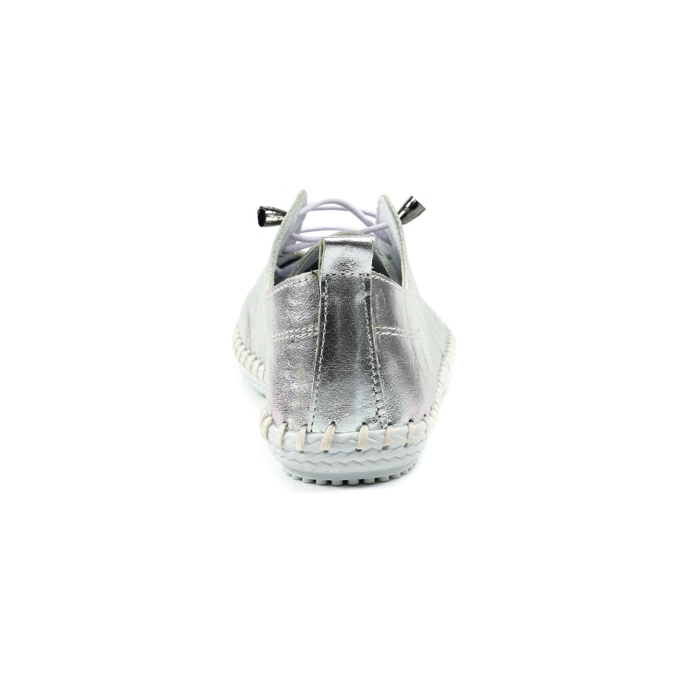 Womens Lunar St Ives Leather Casual Trainer Silver