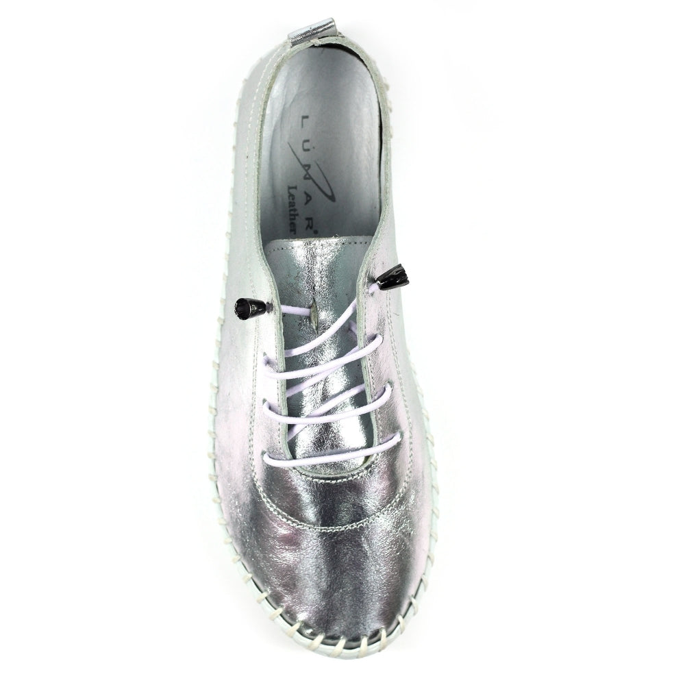 Womens Lunar St Ives Leather Casual Trainer Silver