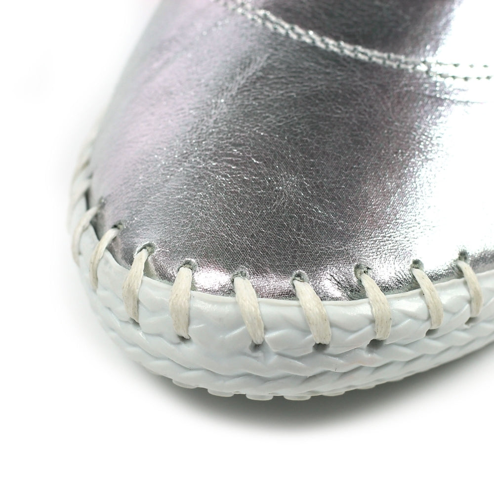 Womens Lunar St Ives Leather Casual Trainer Silver