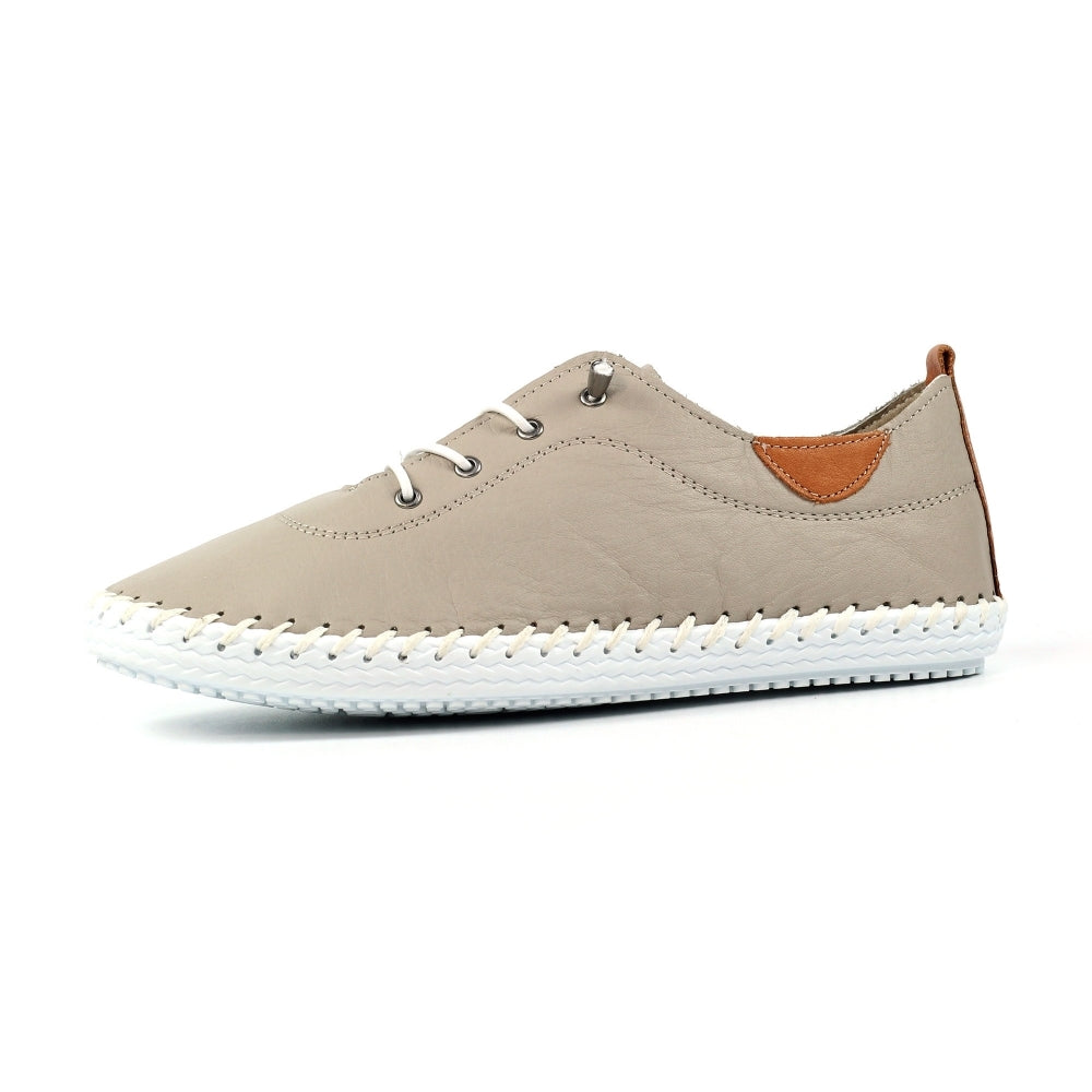 Womens Lunar St Ives Leather Casual Trainer Beige