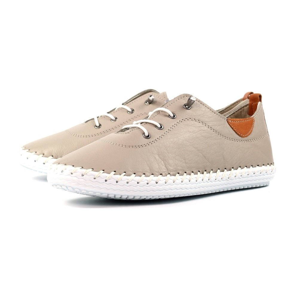 Womens Lunar St Ives Leather Casual Trainer Beige