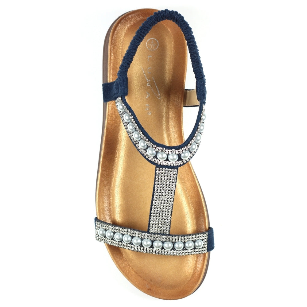 Womens Lunar Tancy Pearl Sandals Blue