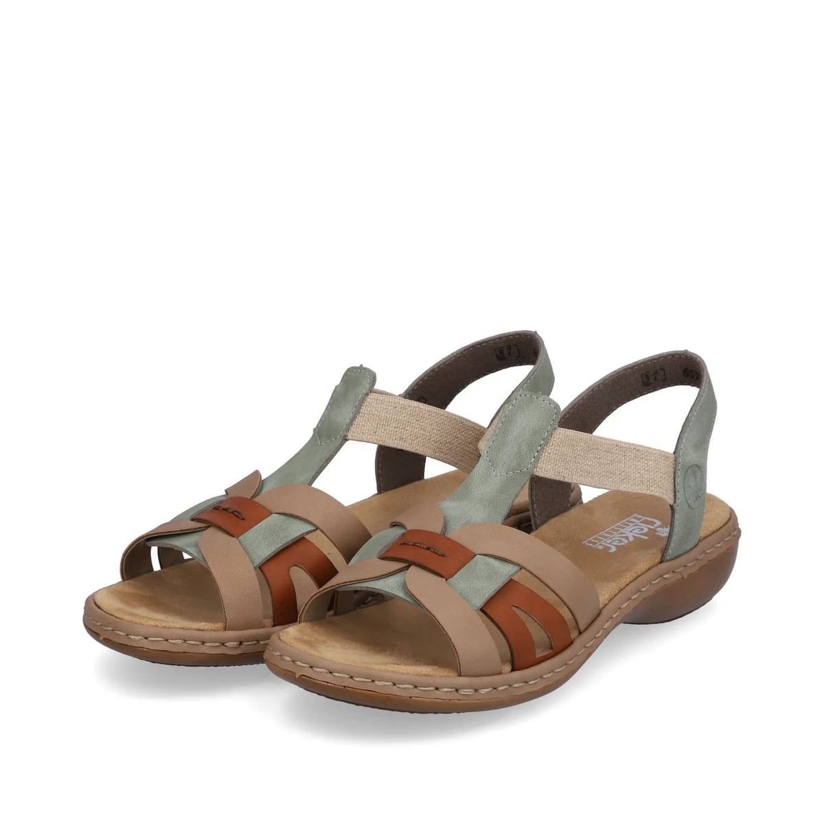 Womens Rieker Elasticated Sandals Green Combination