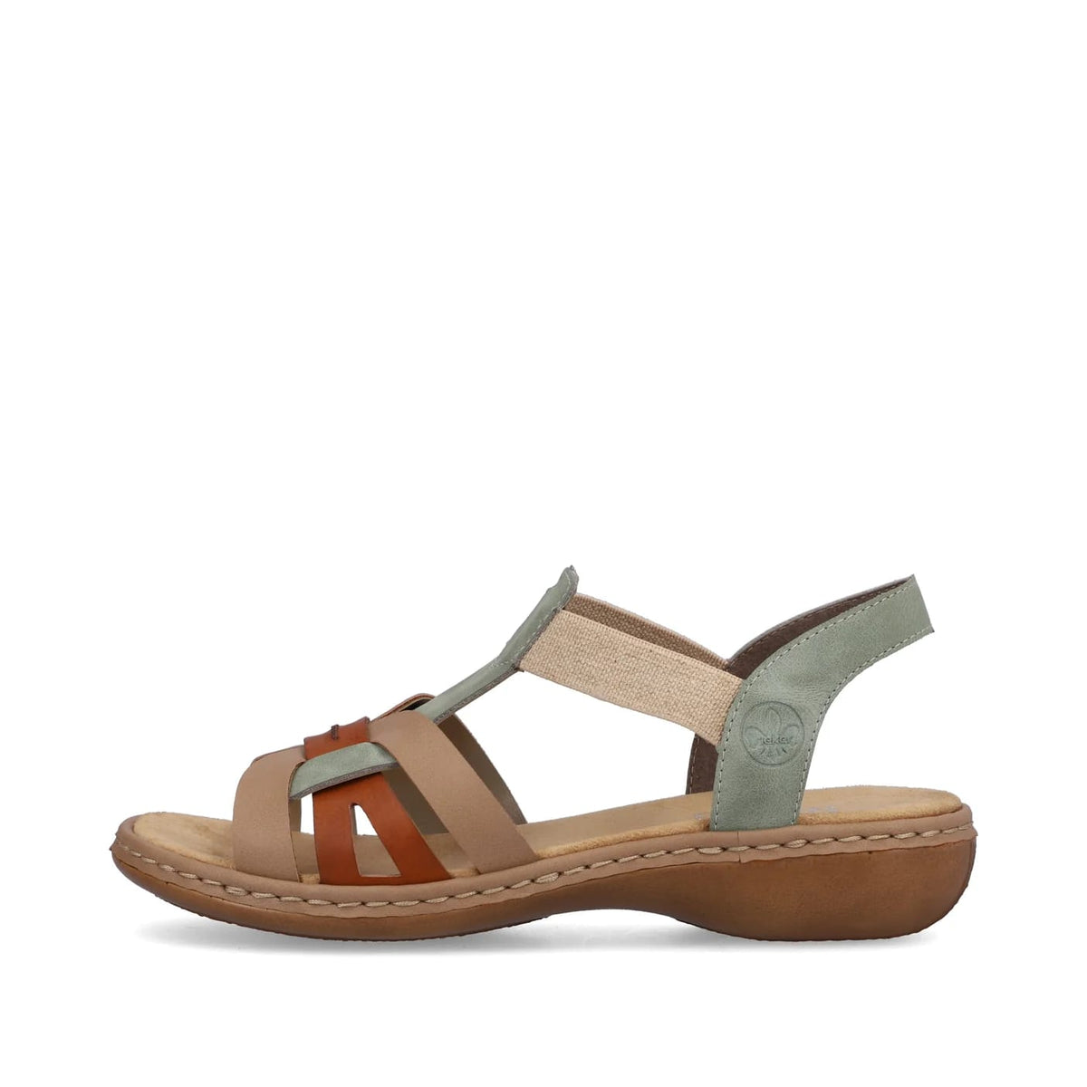 Womens Rieker Elasticated Sandals Green Combination