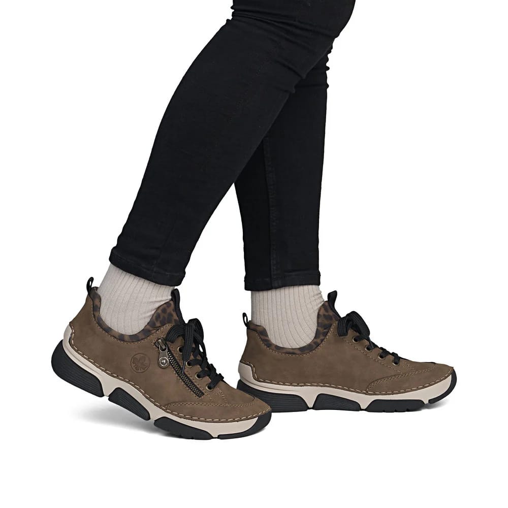 Womens Rieker Elasticated Trainer Style Shoes Brown