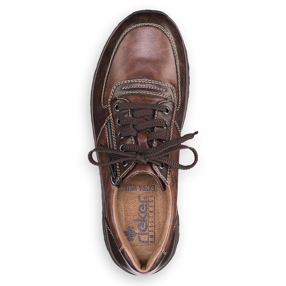 Mens Rieker Zip Shoes Removable Insole Brown