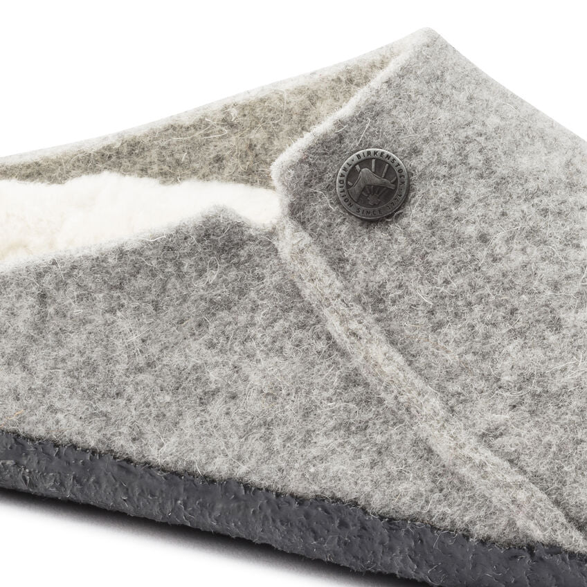 Birkenstock Zermatt Shearling Felt Slippers Light Grey Narrow Fit