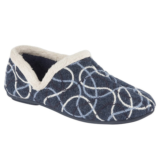 Sleepers Womens Sleepers Patterned V Sided Slipper Blue Blue